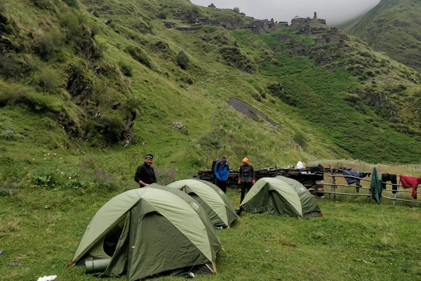 Camping in tents, near Ardoti village